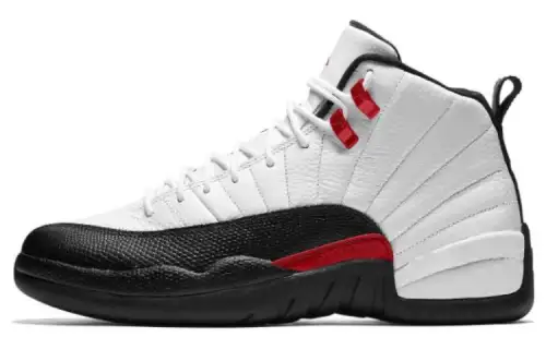 Jordan Air Jordan 12 Retro Slip Resistant Mid top Vintage Basketball Shoes Men's White Black