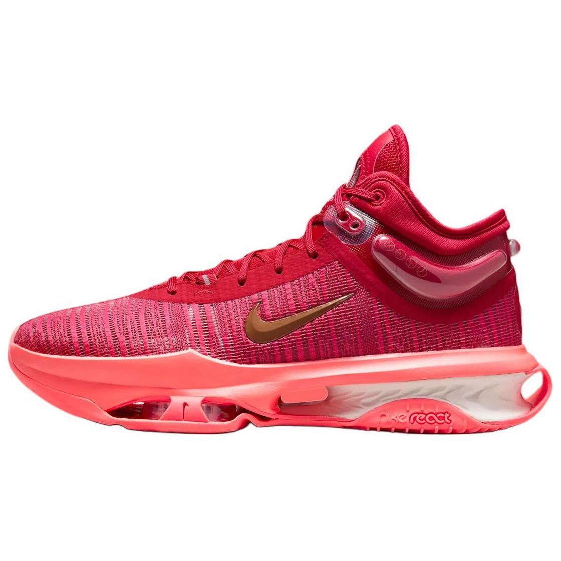Nike AIR ZOOM GT JUMP 2 Slip Resistant Abrasion Resistant Mid top Basketball Shoes Unisex Red
