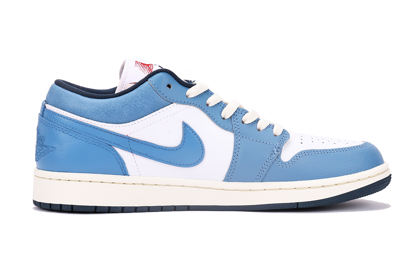 Jordan Air Jordan 1 Slip Resistant Abrasion Resistant Low top Vintage Basketball Shoes Men’s White Blue