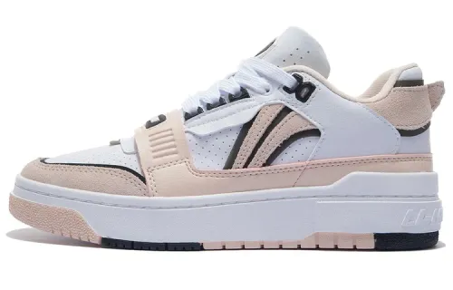 LiNing BADFIVE two-layer cowhide, two-layer suede, shock-absorbing, non-slip, wear-resistant, wrapped, supportive, lightweight, low-top, retro basketball shoes, women's style, soft rose pink