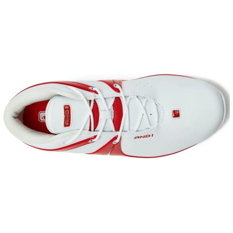 AND1 Rise Cushioning Slip Resistant Mid top Basketball Shoes Men’s White Red