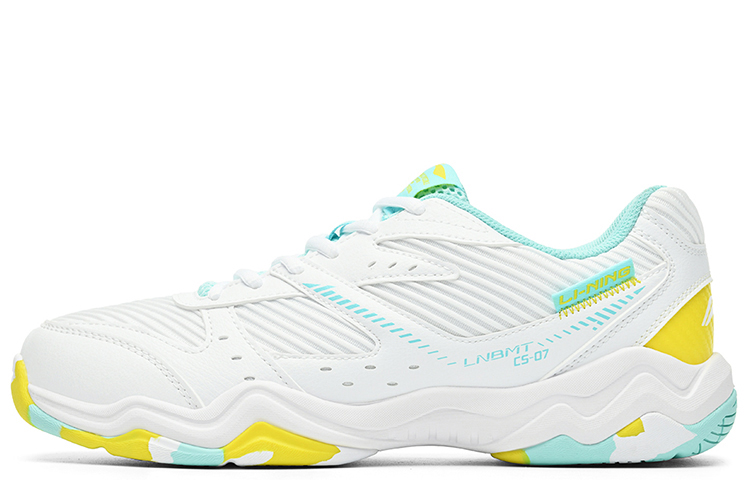 Li Ning Rocket Family, Long Wind Textile, Synthetic Leather Slip Resistant Low top Badminton Shoes Unisex White Green