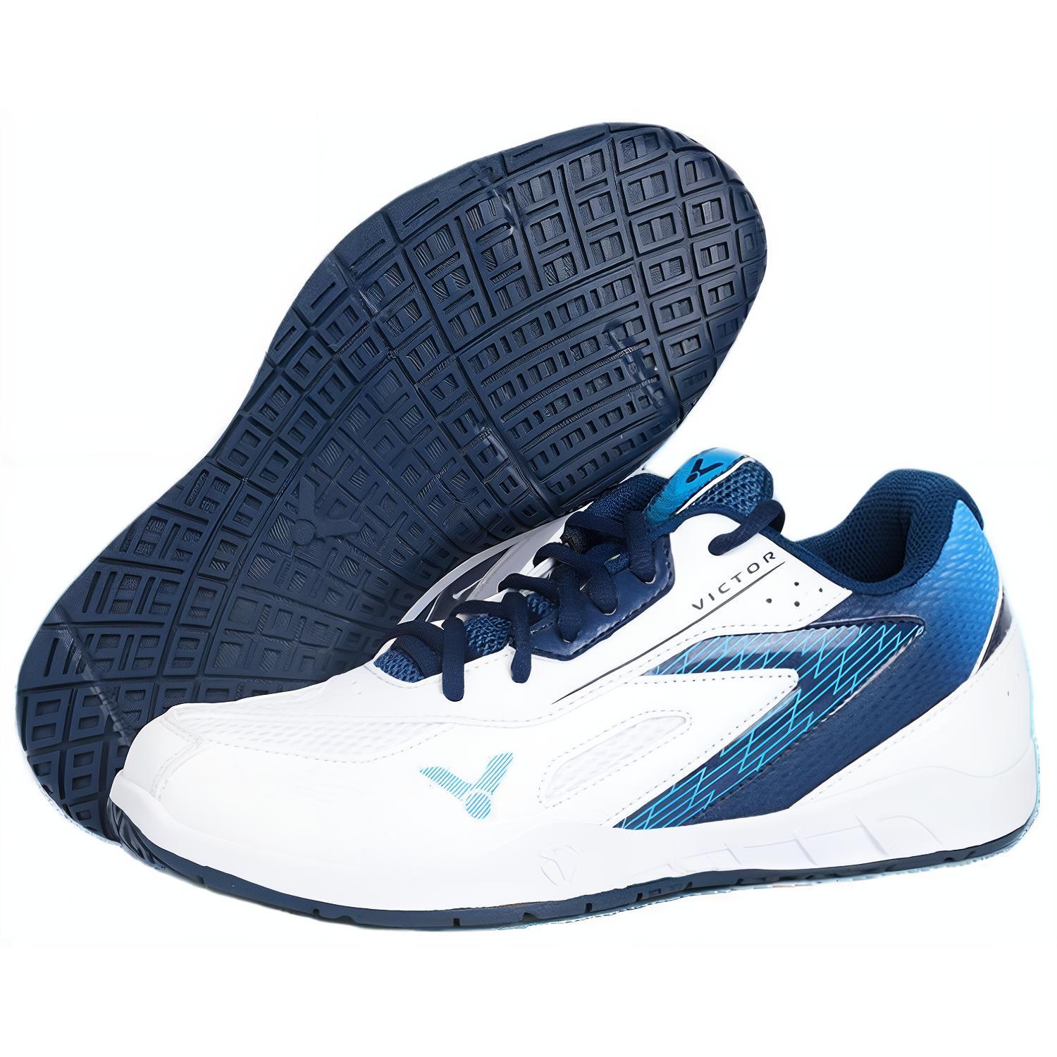 VICTOR Comfortable Slip Resistant Low top Badminton Shoes Unisex White Blue