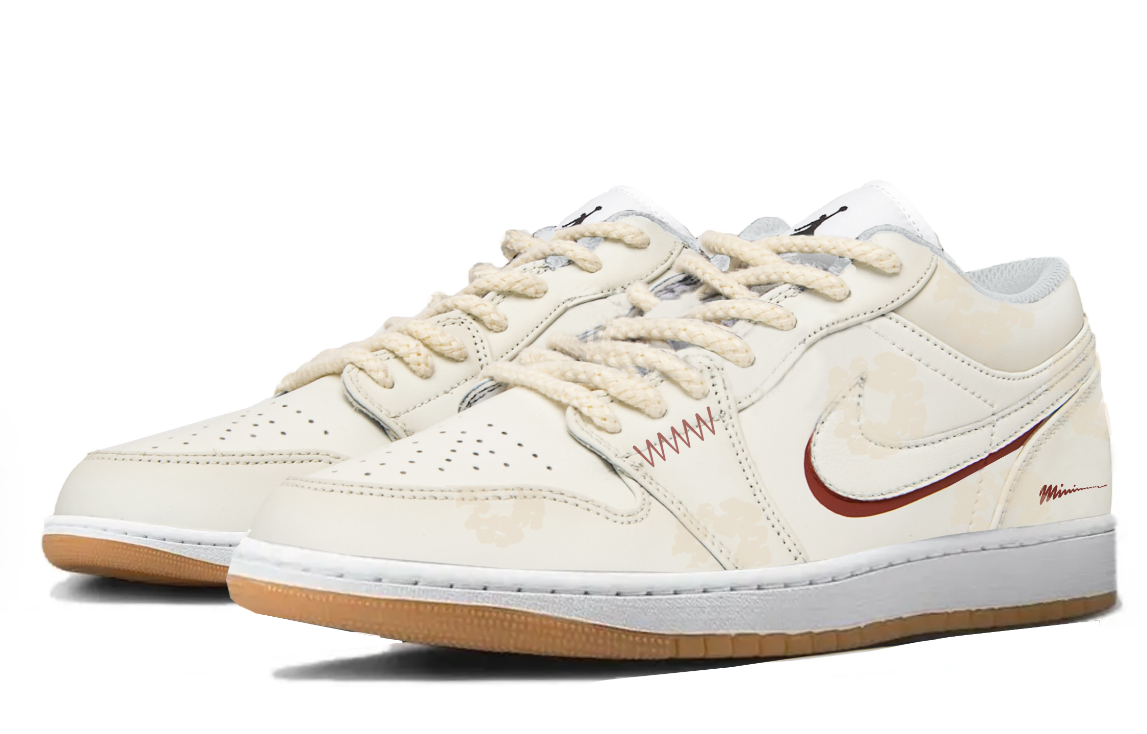 Jordan Air Jordan 1 Abrasion Resistant Abrasion Resistant Low top Vintage Basketball Shoes Unisex Ecru