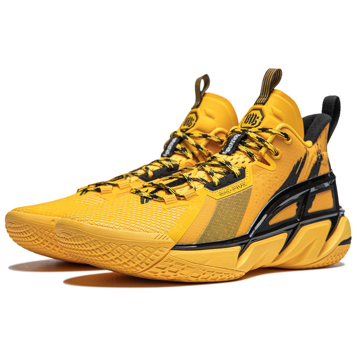 Li Ning BadFive 4 Cushioning Abrasion Resistant Breathable Mid top Basketball Shoes Men’s Yellow