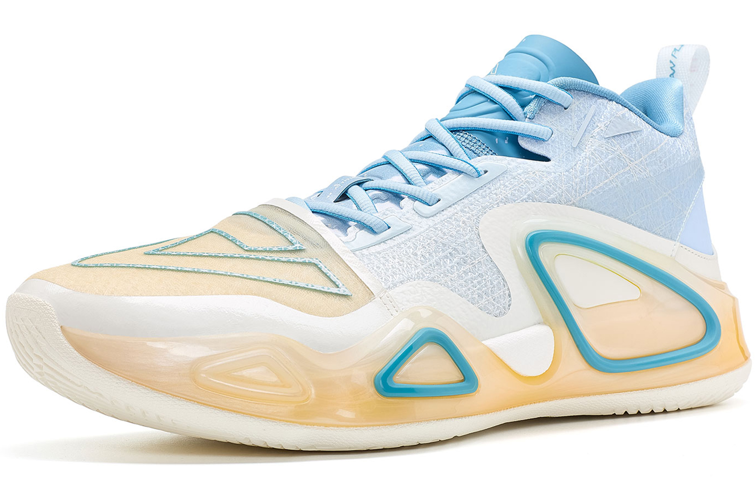 PEAK Surfing The Big Triangle 2.0 Comfortable Mid top Performance Basketball Shoes Men’s Blue Yellow Gradient