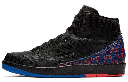 Jordan Air Jordan 2 BHM Black Month OG model non-slip wear-resistant lightweight high-top retro basketball shoes men's black blue 2019 version