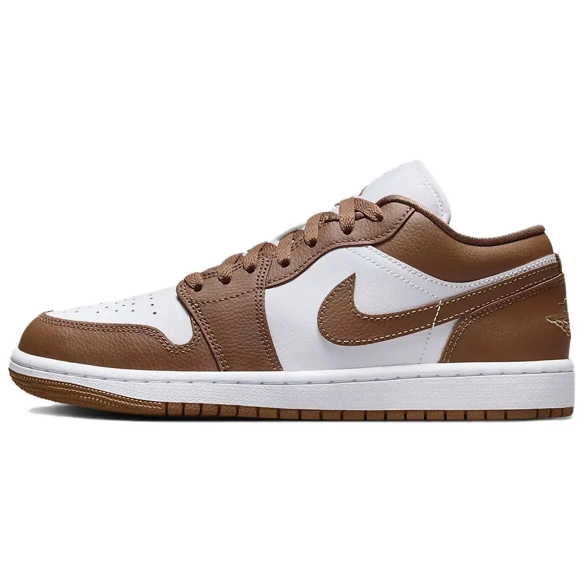 Jordan Air Jordan 1 Low Slip Resistant Abrasion Resistant Low top Vintage Basketball Shoes Women's White Brown