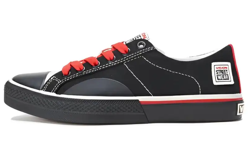 Vision Street Wear 80's Canvas Lo Slip Resistant, Abrasion Resistant, Lightweight Low top Canvas Shoes Unisex Black Red