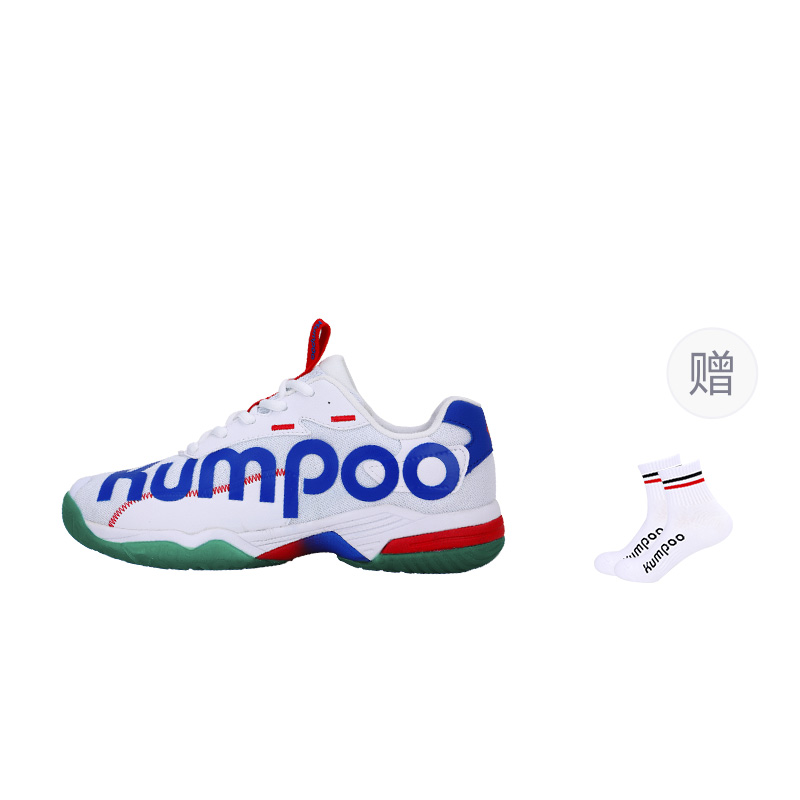 KUMPOO Flip Collection, Light Wheel D72 Textile, Synthetic Leather Low top Badminton Shoes Unisex White