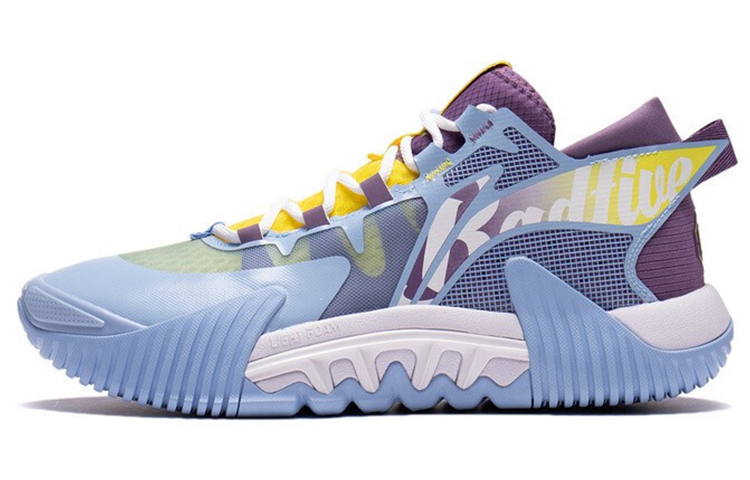 Li Ning Badfive 2 Low Rebound Cushioning Slip Resistant Abrasion Resistant Low top Basketball Shoes Men's Blue Purple