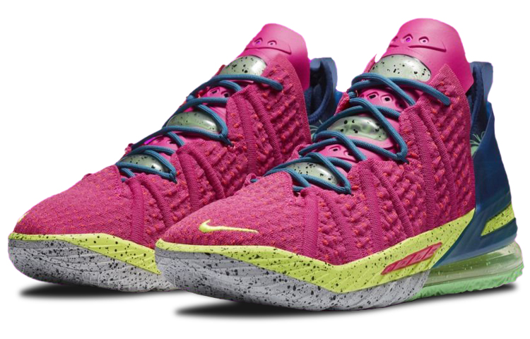 Мужские кроссовки Nike Lebron 18 (розово-желто-синие) — фото 3