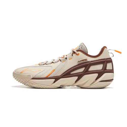 Li Ning BadFive 4.5 Cushioning Slip Resistant Abrasion Resistant Low top Basketball Shoes Men's Beige Coffee