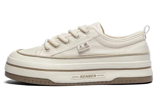 RENBEN Abrasion Resistant Breathable Height Increasing Low top Canvas Shoes Women's Beige