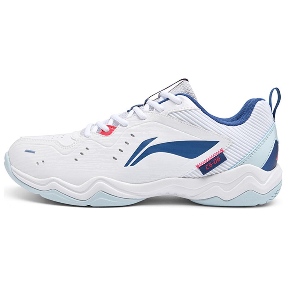 Li Ning Textile, Synthetic Leather Cushioning, Wear Resistant Low top Badminton Shoes Unisex White Blue