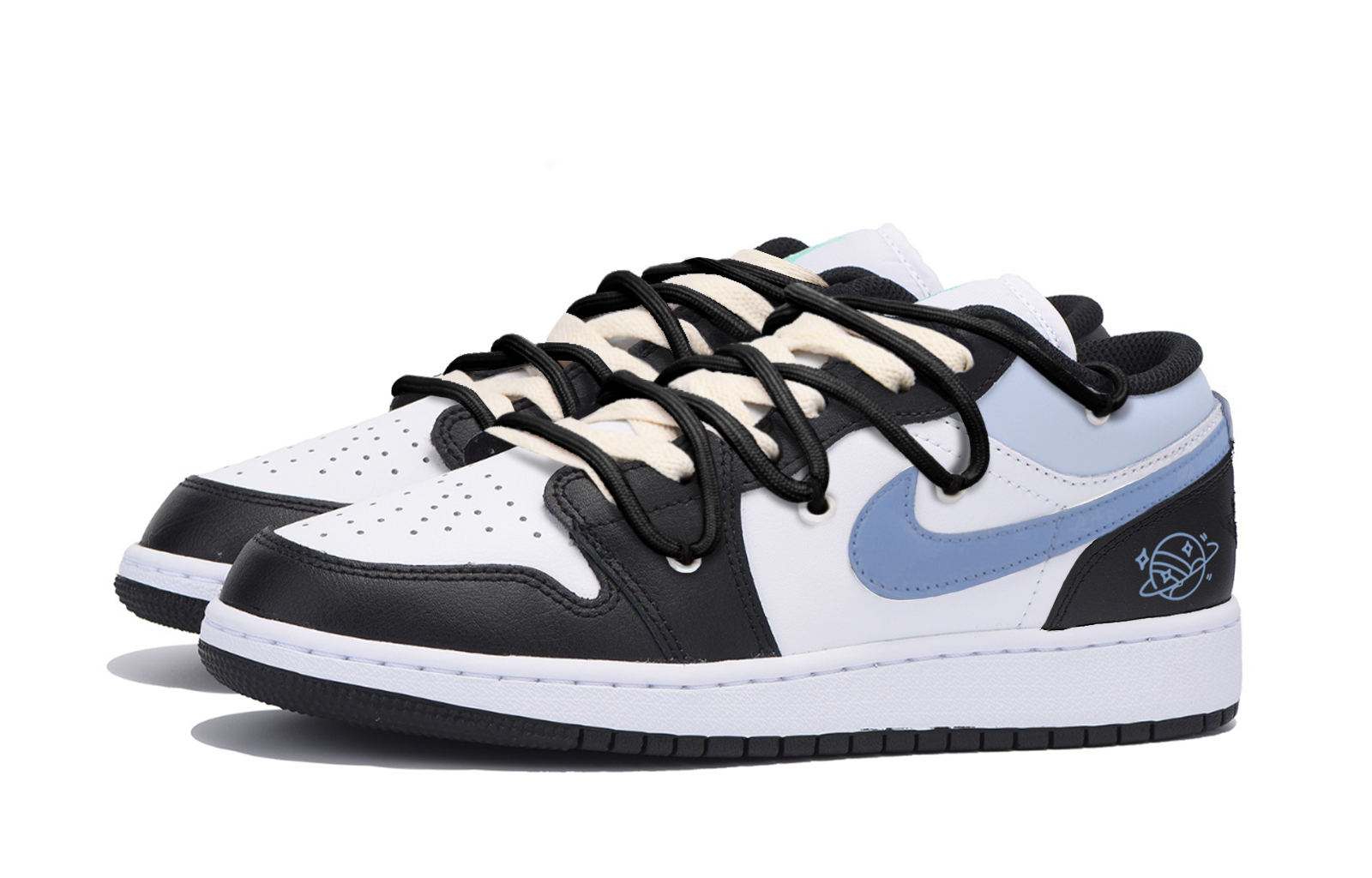 Jordan Air Jordan 1 Abrasion Resistant Low top Vintage Basketball Shoes Men’s Black Blue