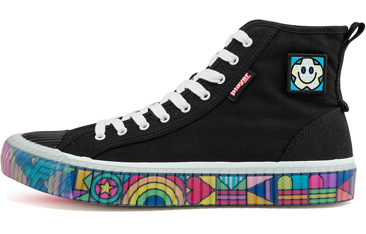 Craig&Karl x Kappa Trendy Slip Resistant Abrasion Resistant High top Canvas Shoes Unisex Black Rainbow