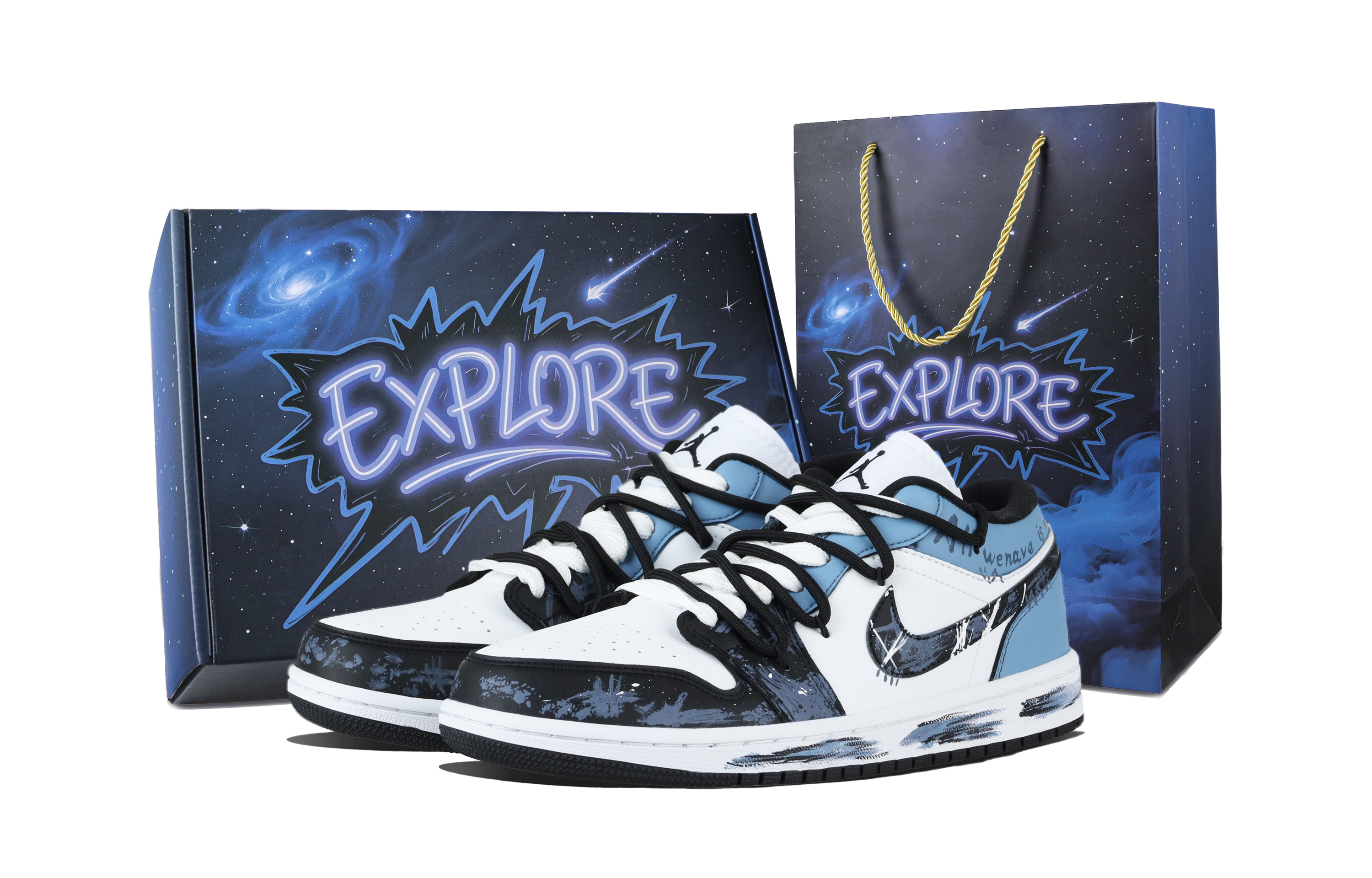 Jordan Air Jordan 1 Present Trend Low top Vintage Basketball Shoes Unisex Blue