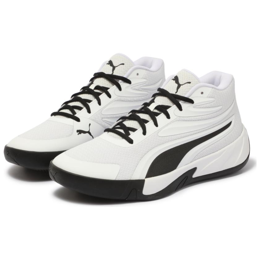 PUMA Court Pro Slip Resistant Abrasion Resistant Mid top Basketball Shoes Unisex White Black