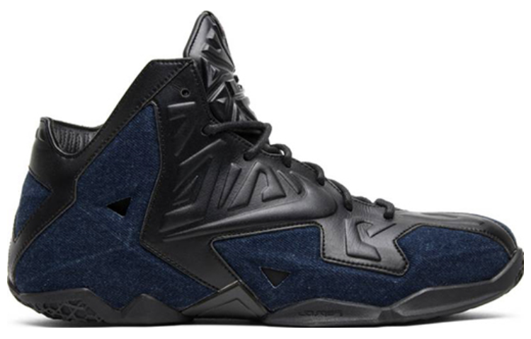 Мужские кроссовки Nike Lebron 11 EXT Denim OG (черный деним) — 黑/牛仔蓝 — фото 2