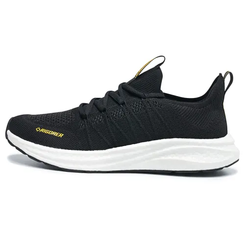 RIGORER shock-absorbing sneakers, casual, versatile, non-slip, breathable, lightweight, low-cut training shoes, same style for men and women, dark night black