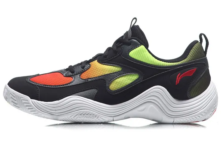 Li Ning New Life Vintage Basketball Shoes Unisex Low Top Black White Multicolor
