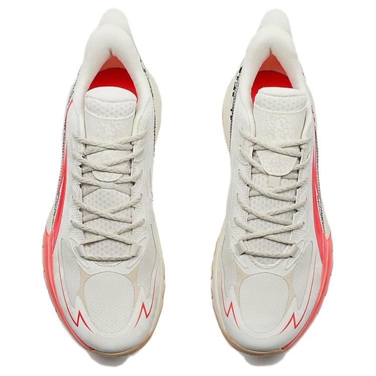 XTEP Slip Resistant Coverage Cushioning Low top Basketball Shoes Men’s Beige Red