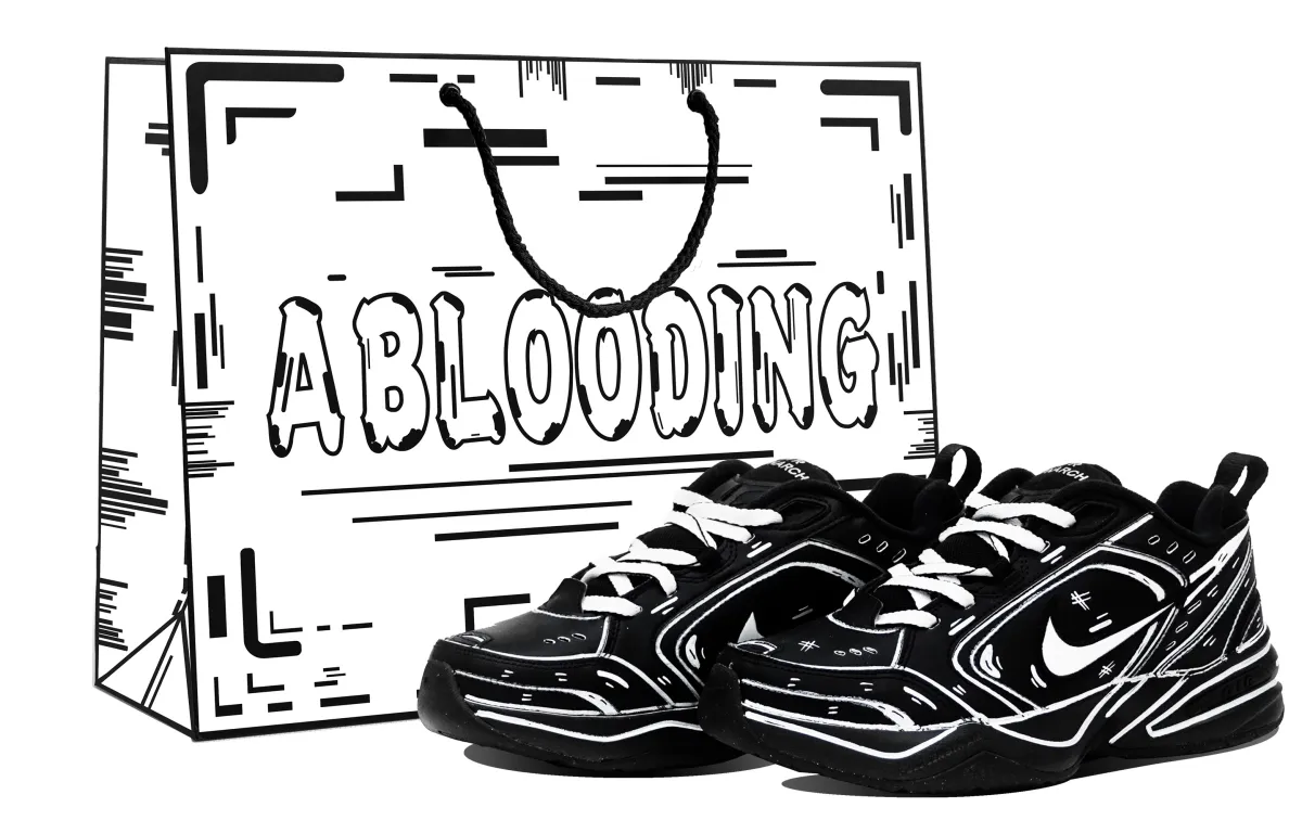 Nike Air Monarch 4 Abrasion Resistant Low top Chunky Sneakers Unisex Black White