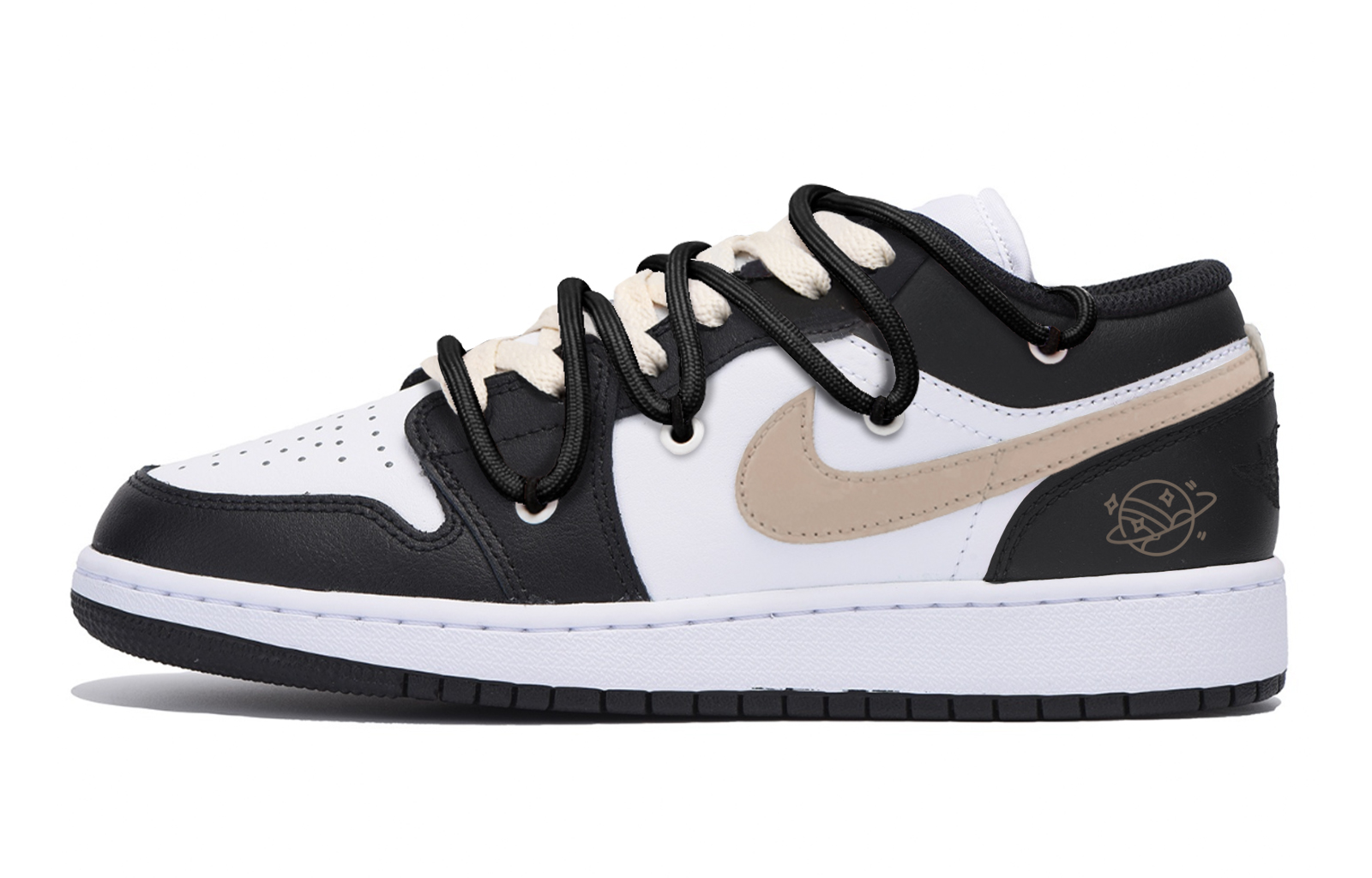 Jordan Air Jordan 1 Abrasion Resistant Slip Resistant Low top Vintage Basketball Shoes Men’s Black White Brown