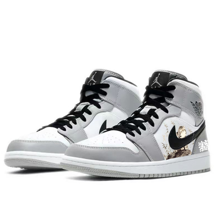 Jordan Air Jordan 1 Slip Resistant Abrasion Resistant Mid top Vintage Basketball Shoes Men’s Smoke Gray