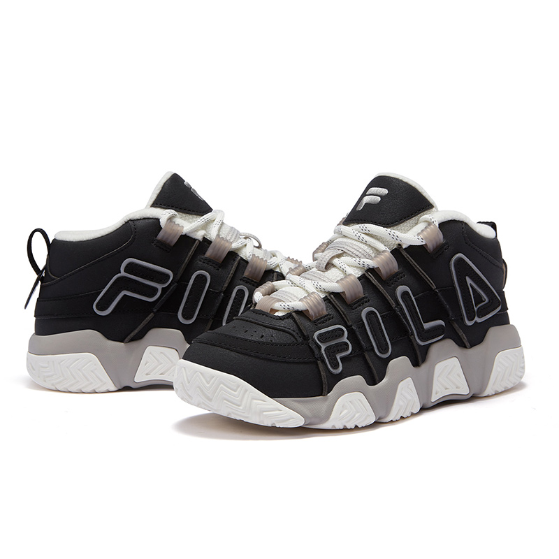 FILA FUSION BUSTER Puffy Shoes Abrasion Resistant Mid top Vintage Basketball Shoes Women’s Black White