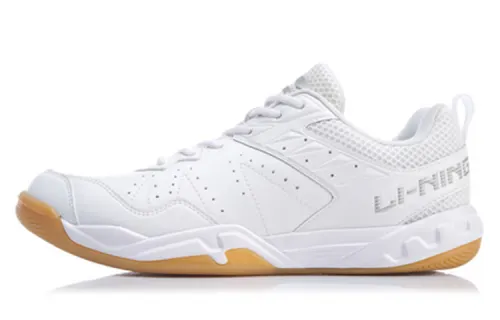 Li Ning Cushioning Lightweight Slip Resistant Low top Badminton Shoes Unisex White