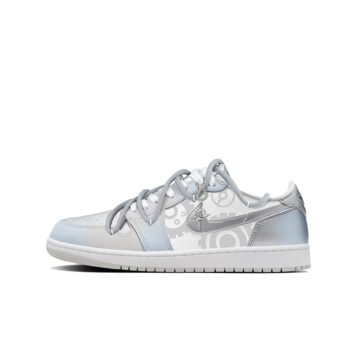 Jordan Air Jordan 1 Low top Vintage Basketball Shoes Unisex Silver