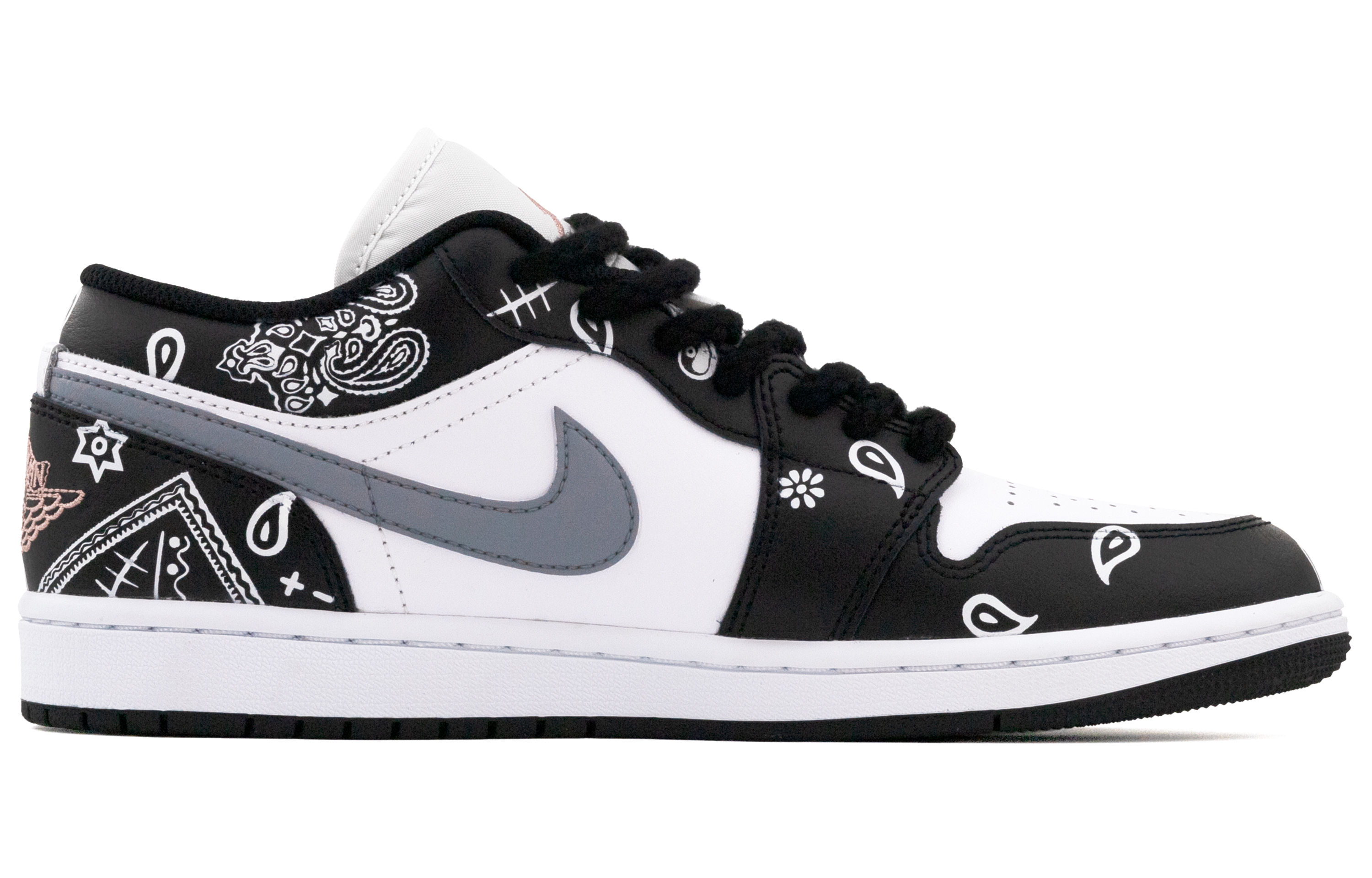 Jordan Air Jordan 1 Slip Resistant Abrasion Resistant Low top Vintage Basketball Shoes Unisex Black