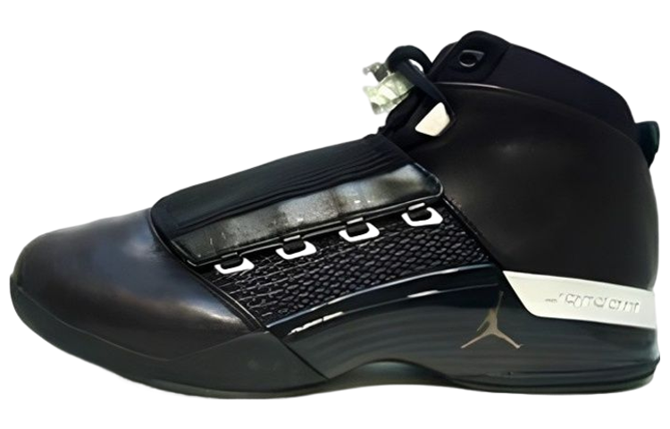 Jordan Air Jordan 17 Black Metallic Silver Comfortable and Versatile Mid-top Retro Basketball Shoes Men's Black 2002