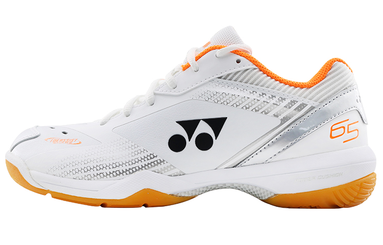 YONEX Yonex 65 Series 3 Fabric Synthetic Leather Comfortable Low-top Badminton Shoes Uniform for Men and Women Silver Orange Wide Version