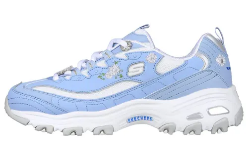 Skechers D'Lites 1.0 Mesh, Leather Sports Cushioning, Wear Resistant Low top Chunky Sneakers Women's White Blue