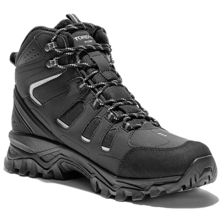 TOREAD Outdoor Fleece Lined Sports Slip Resistant Thermal High top Mountaineering Shoes Men’s Black
