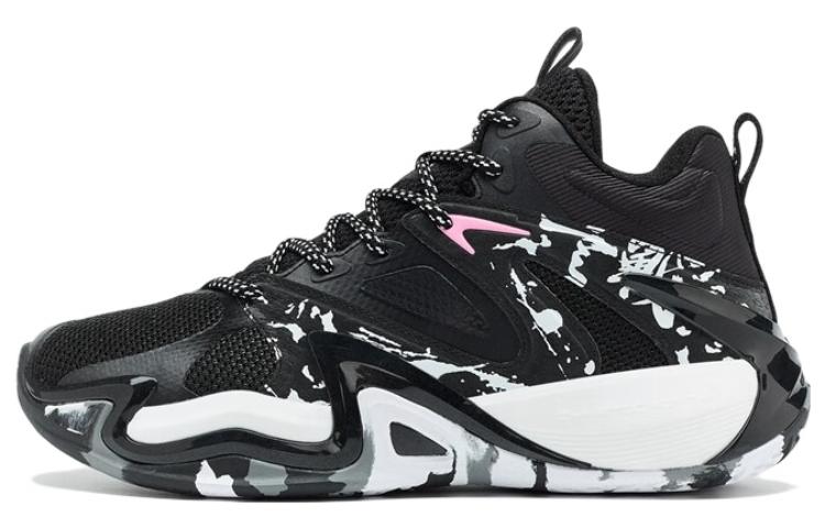 XTEP Slip Resistant, Abrasion Resistant, Breathable Mid top Basketball Shoes Men’s Black New White
