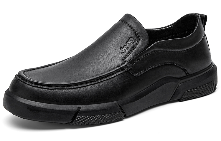 Jeep Casual Leather Shoes Men's Low Top Black