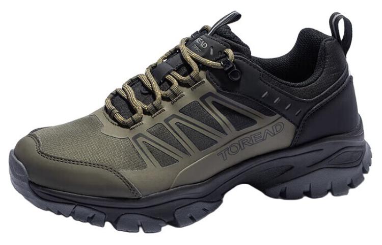 TOREAD Cushioning Slip Resistant Abrasion Resistant Waterproof Low top Hiking Shoes Men’s Green Black