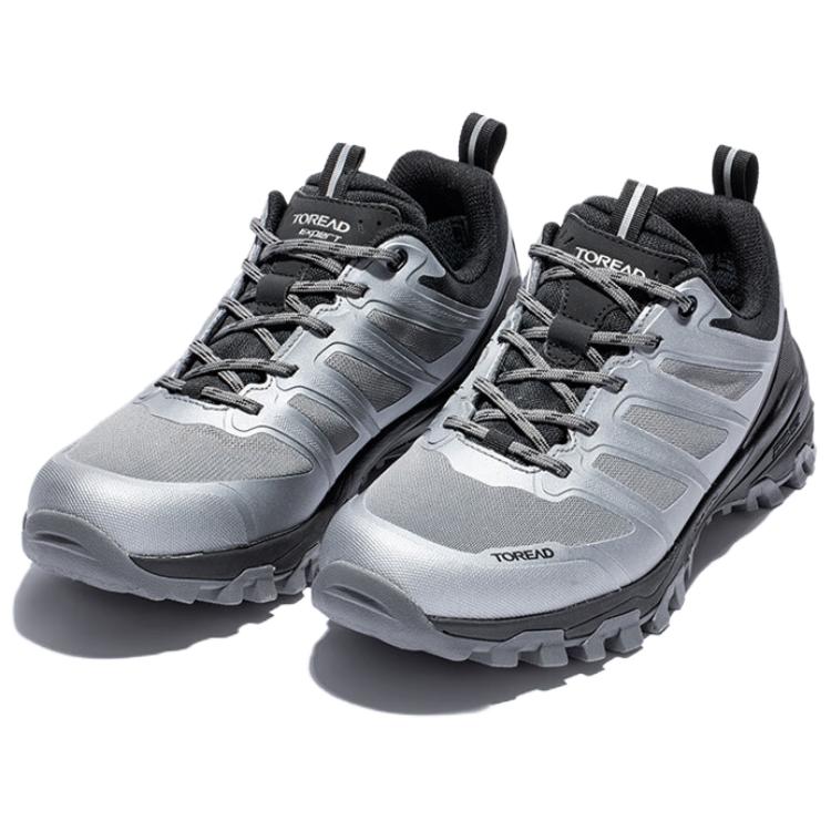 TOREAD Non Slip And Waterproof Abrasion Resistant Low top Hiking Shoes Men’s Silver Gray Black