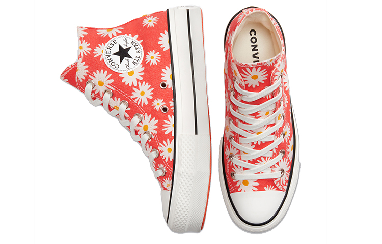 Женские кеды Converse Chuck Taylor All Star Platform High 'Camp Daisies' (красные) — фото 4