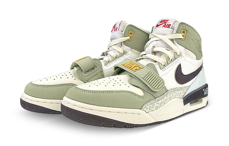 Jordan Legacy 312 Mid top Vintage Basketball Shoes Men’s White Green Gold