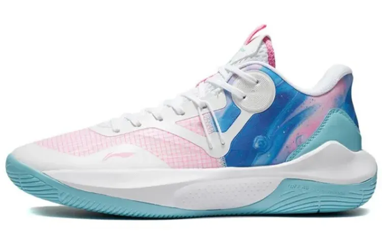 Li Ning Sonic 9 Team Cotton Candy Textile, Synthetic Leather Cushioning Breathable Rebound Low top Basketball Shoes