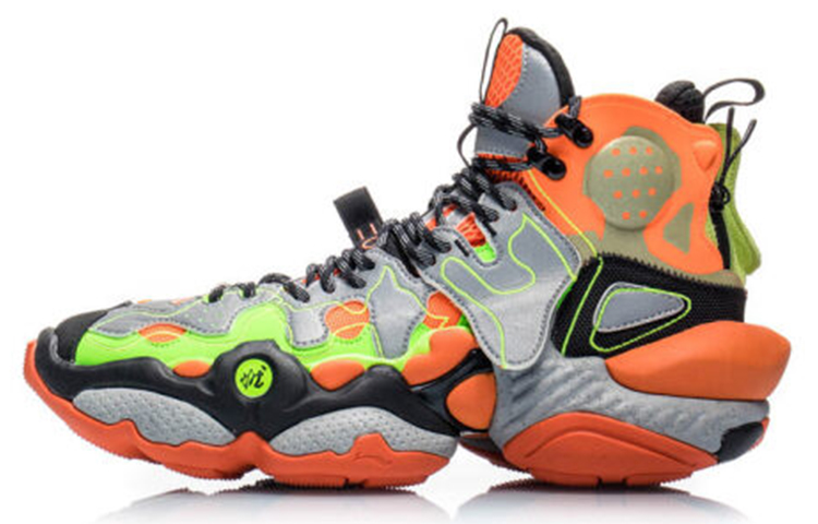Li Ning Non slip Lightweight High top Vintage Basketball Shoes Men’s Fluorescent Glaze Orange Box Included