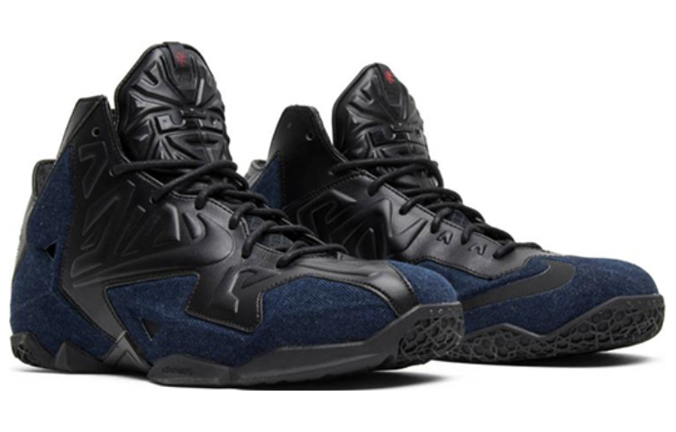 Мужские кроссовки Nike Lebron 11 EXT Denim OG (черный деним) — 黑/牛仔蓝 — фото 3