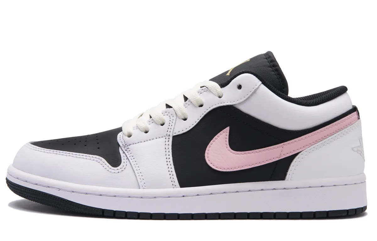 Jordan Air Jordan 1 Slip Resistant Abrasion Resistant Low top Vintage Basketball Shoes Unisex Black Pink