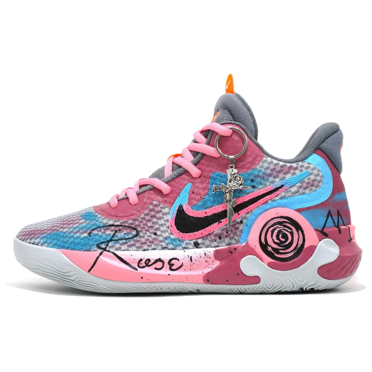Nike KD Trey 5 IX Cushioning Slip Resistant Abrasion Resistant Breathable Mid top Basketball Shoes Unisex Blue Pink