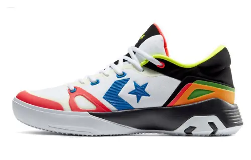 Converse G4 practical shock-absorbing low-top basketball shoes for men and women, white rainbow